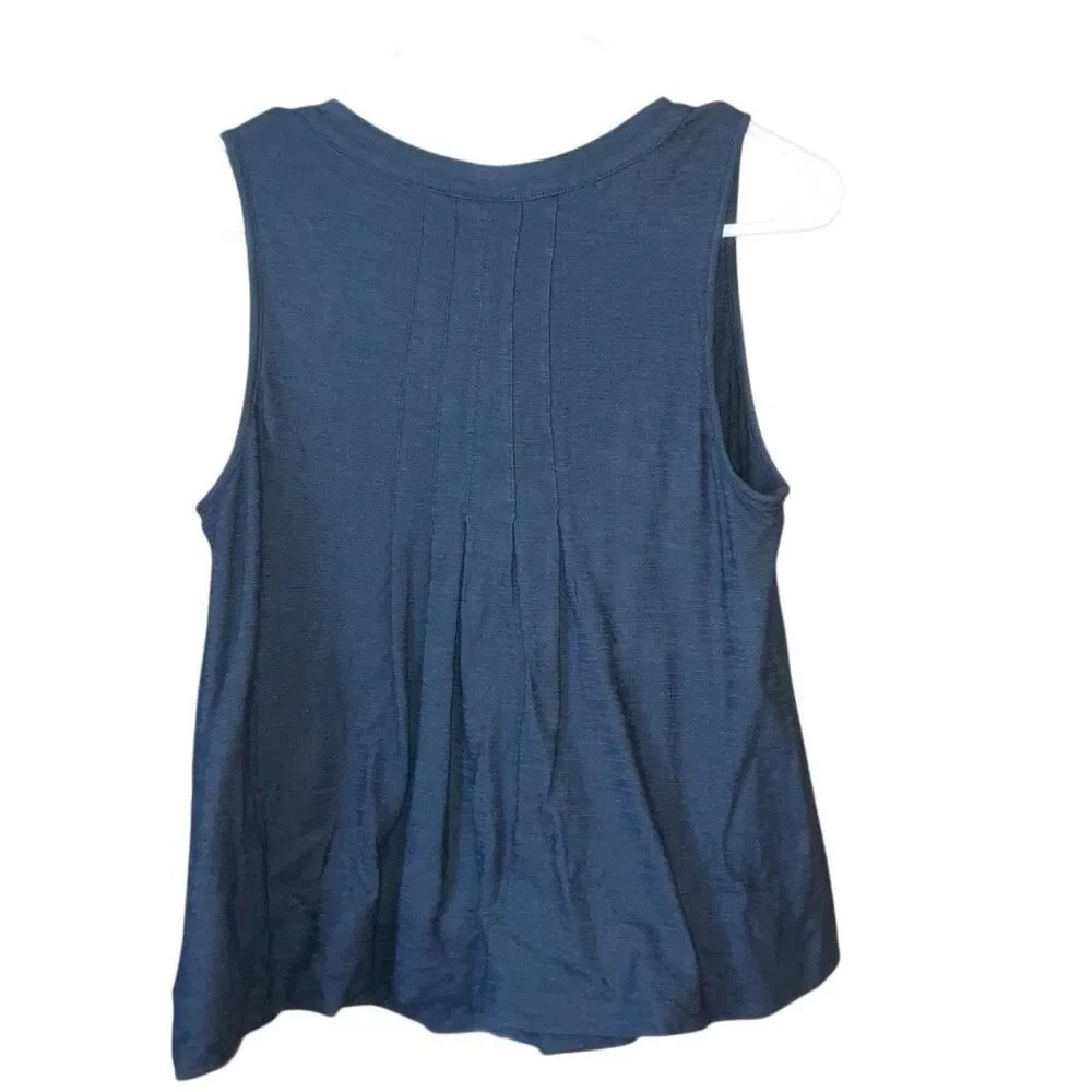 By Anthropologie Grey Button V-Neck Bubble Hem Sleeveless Blouse Small #758